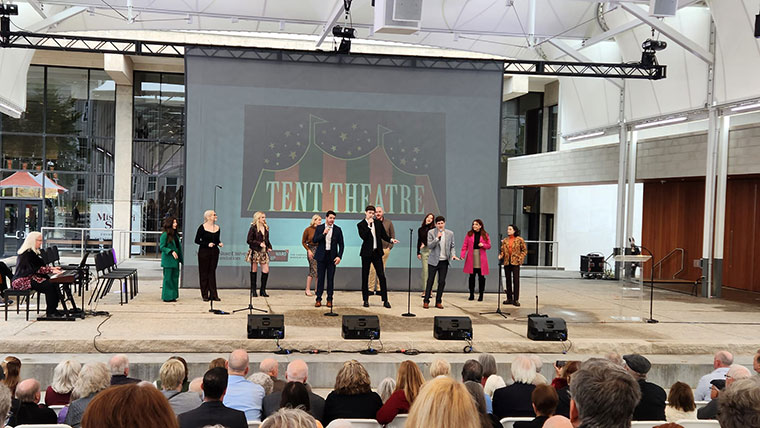 Students perform in the John Goodman Amphitheatre at Missouri State University